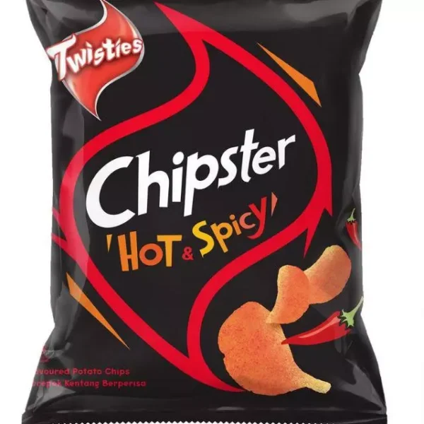 1Pkt TWISTIES CHIPSTER Potato Chips 60G Halal - Hot & Spicy / Sour Cream / Original / Flamming BBQ
