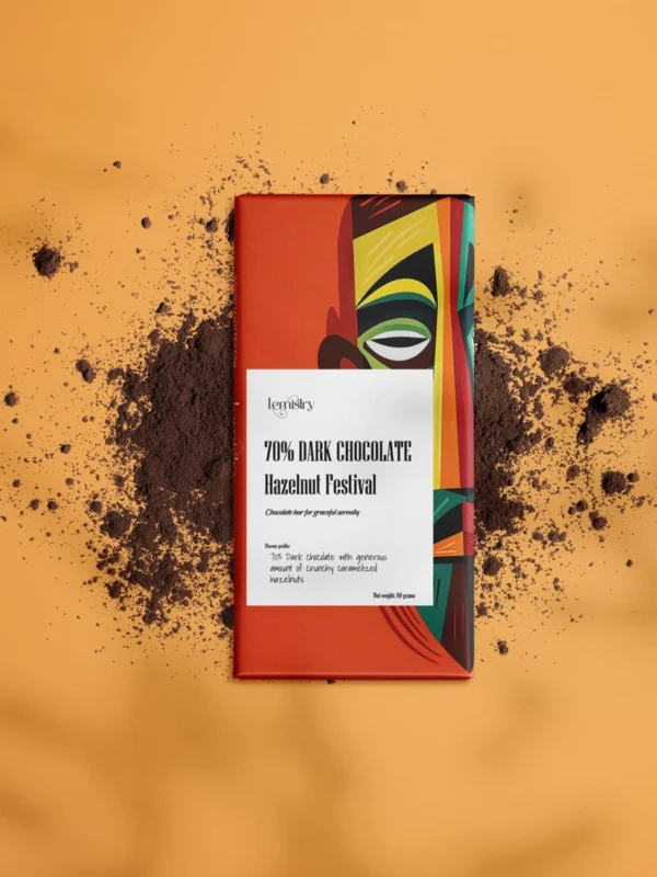 Lemistry 70% Dark Chocolate Bar with Caramelized Hazelnut Cocoa Nut Healthy Food Snacks