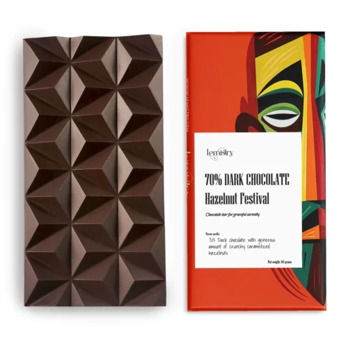 Lemistry 70% Dark Chocolate Bar with Caramelized Hazelnut Cocoa Nut Healthy Food Snacks